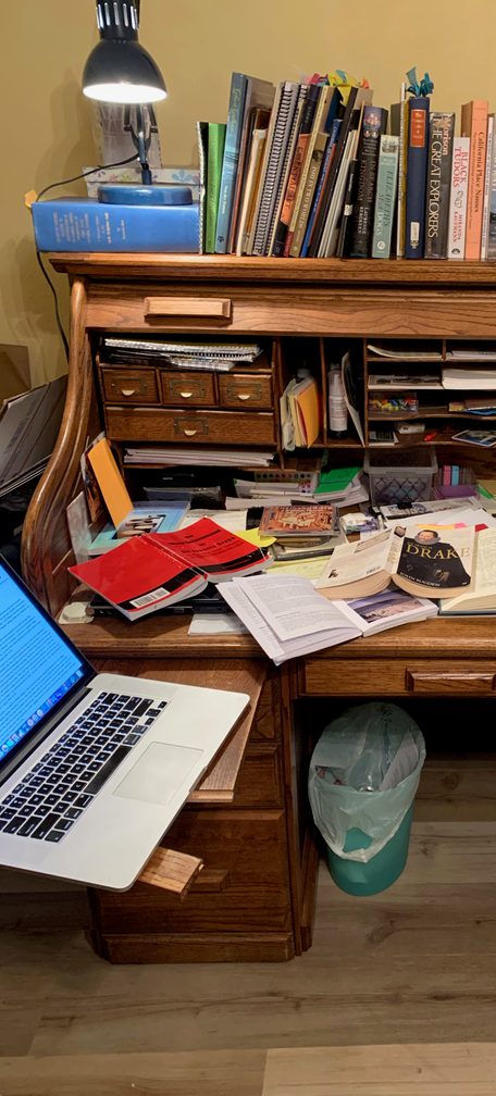 Roll top desk in office