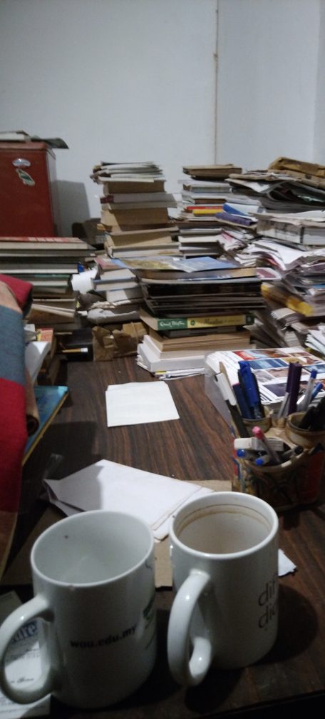 Cluttered writer's table
