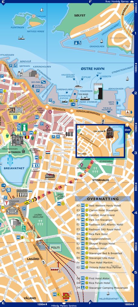 Stavanger city map cut