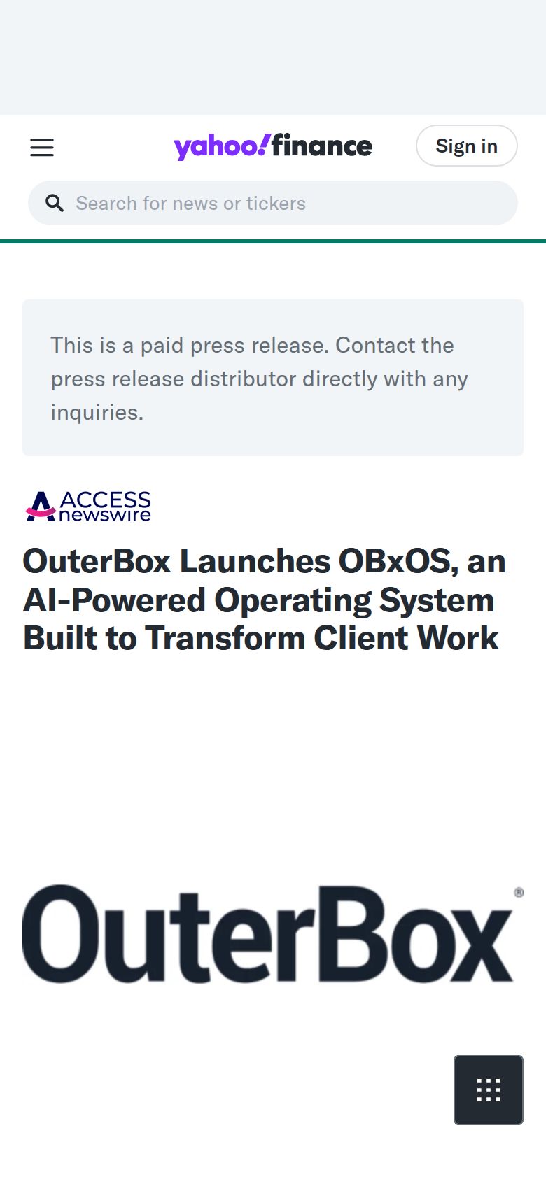 OuterBox’s announcement