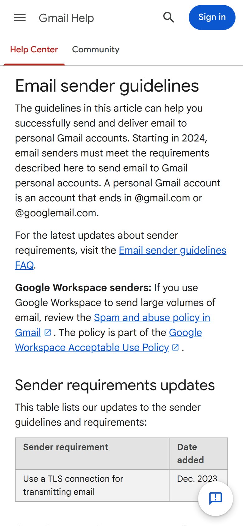 Source page on support.google.com