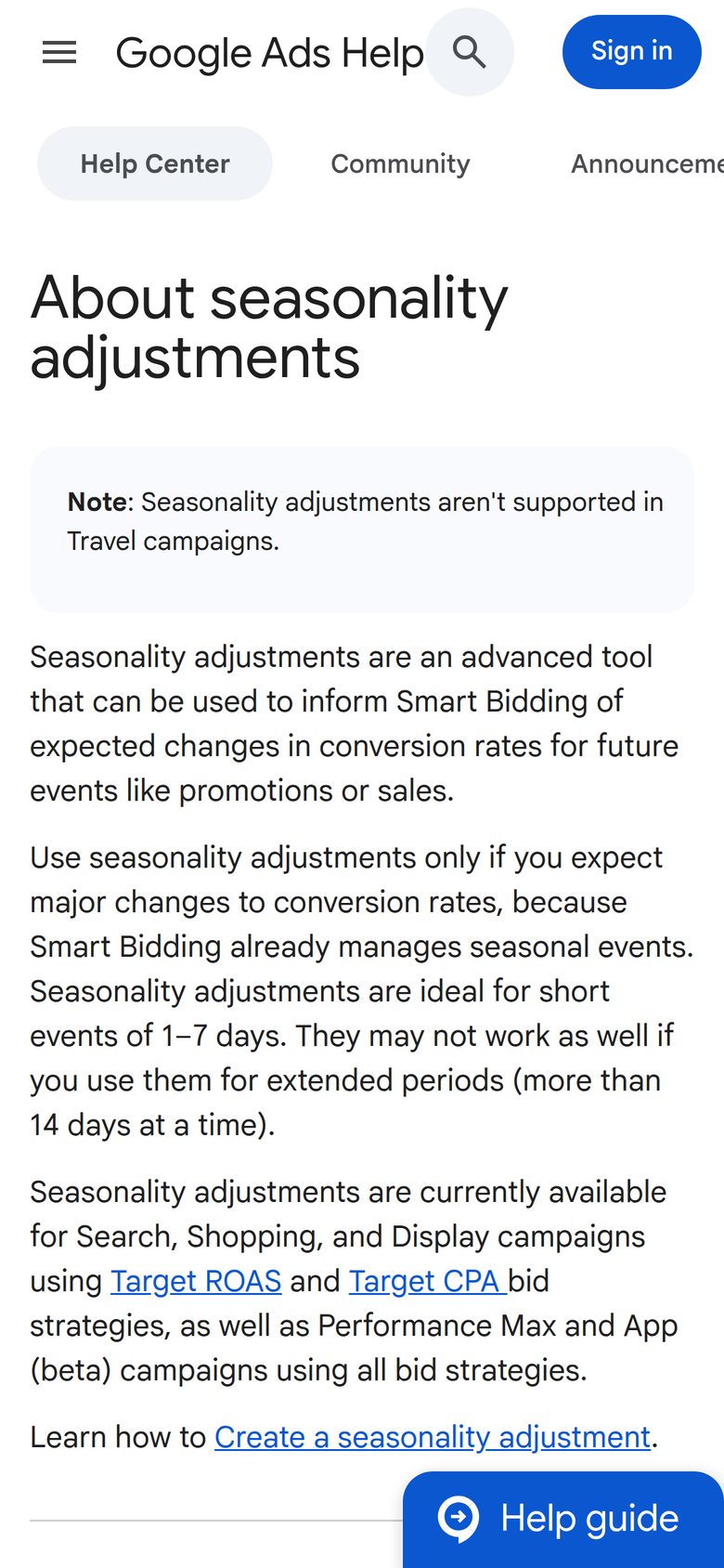 Source page on support.google.com