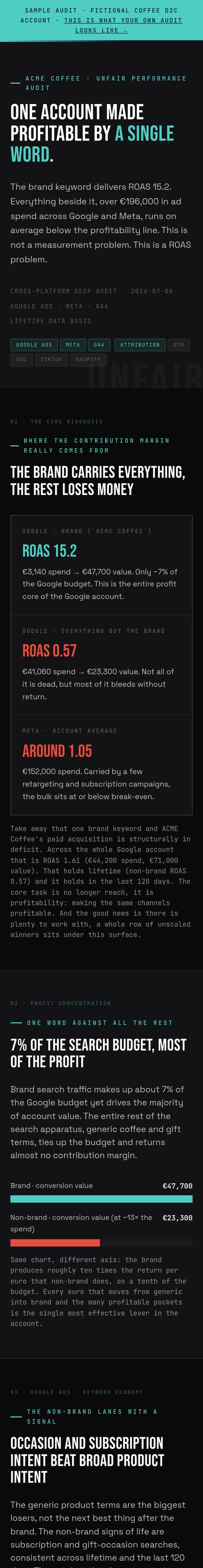 Ad Audit: phone screen capture of one of our own pages